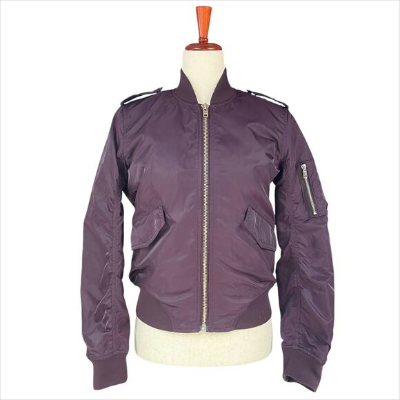 ARITZIA TALULA Whitby Plum Purple Nylon Quilted Bomber Jacket Size M - Picture 1 of 9